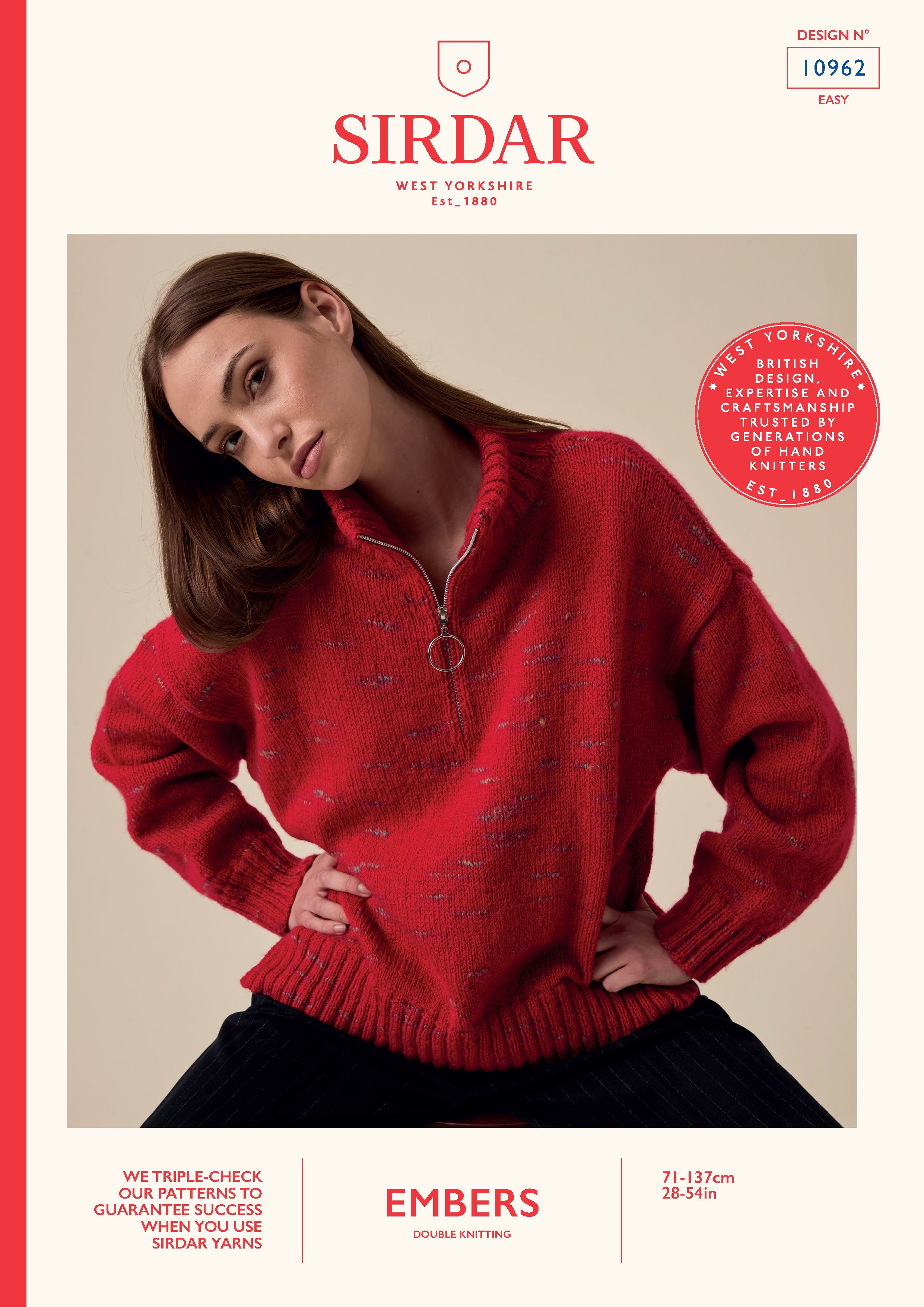 Sirdar Embers Half-zip Sweater Pattern - 10962