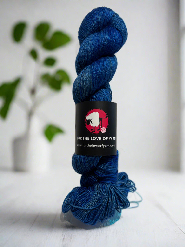A Skein of Pure Baltic Silk Soft merino, silk and yak yarn in blue