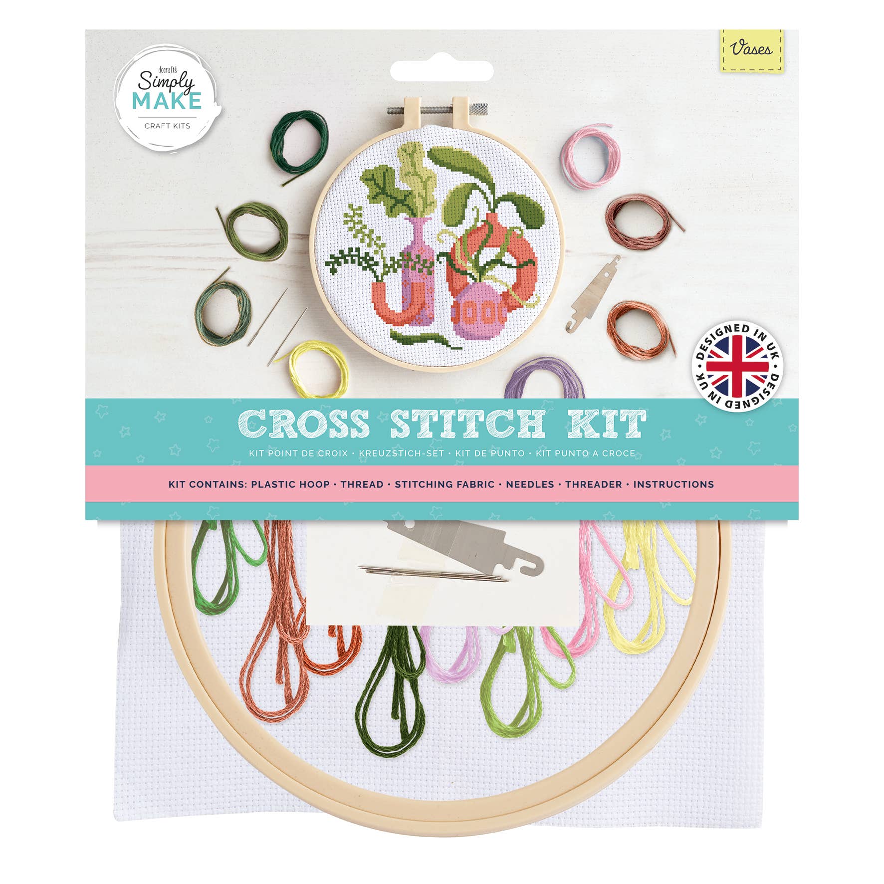 Simply Make Cross Stitch Craft Kit - Vases Design