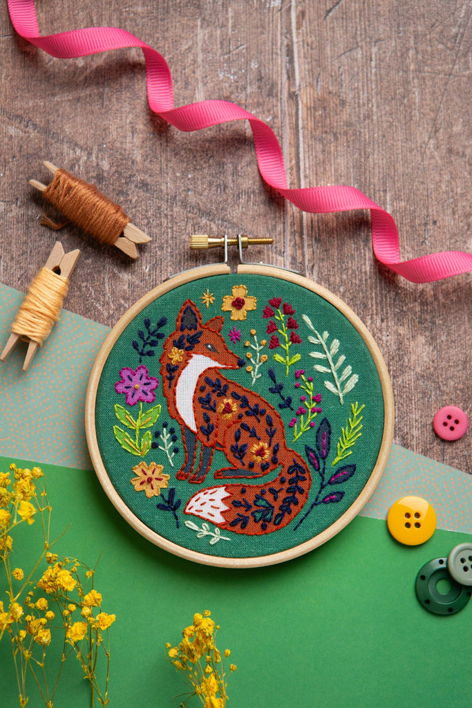 Folk Fox Mini Embroidery Kit | Complete Craft Kit – Craft and Canvas