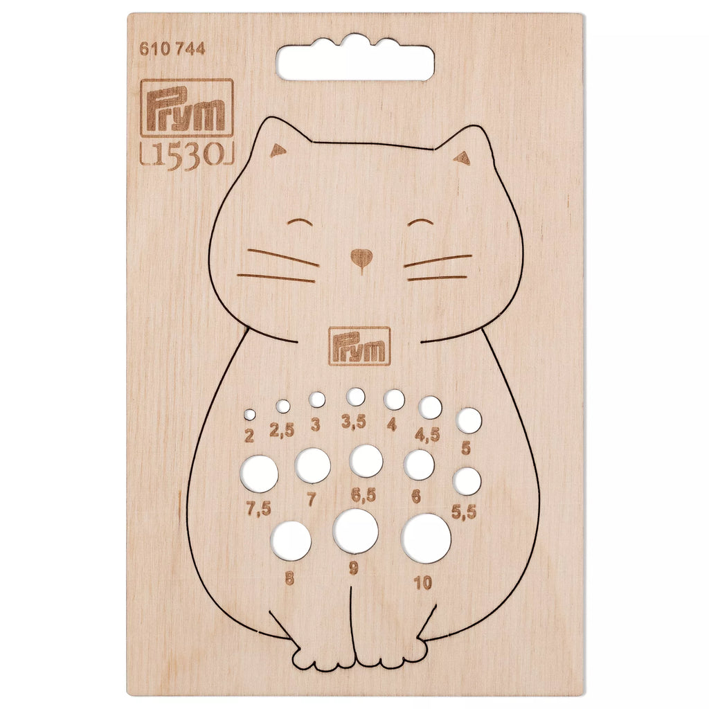 Knitting Gauge - Cute Cat - Birch Wood