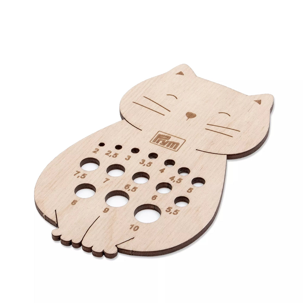 Knitting Gauge - Cute Cat - Birch Wood