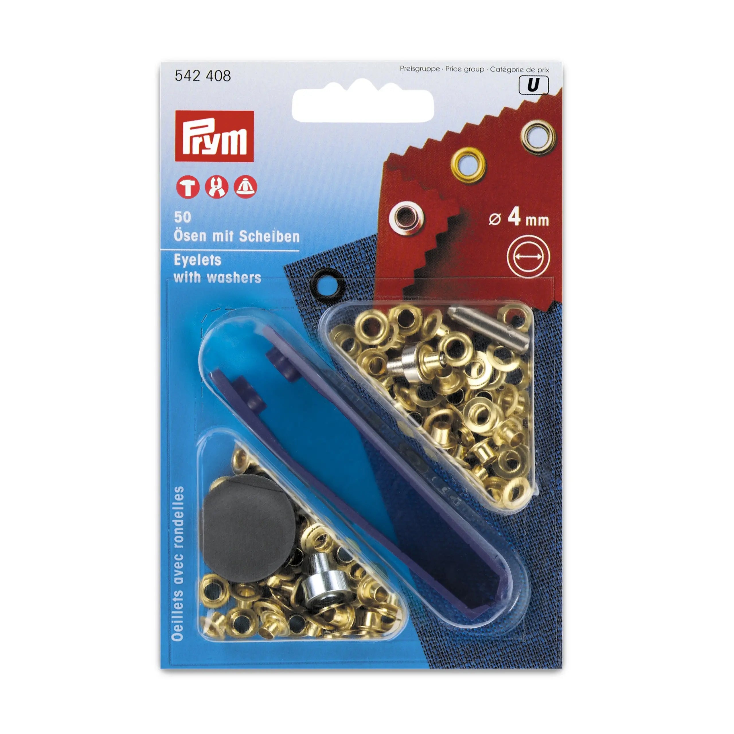 Prym Eyelets and Washers, Metal, Gold, 4 mm Innen , goldfarbig, 500 Stück Prym Eyelets and Washers, Metal, Gold, 4 mm Innen , goldfarbig, 500 Stück